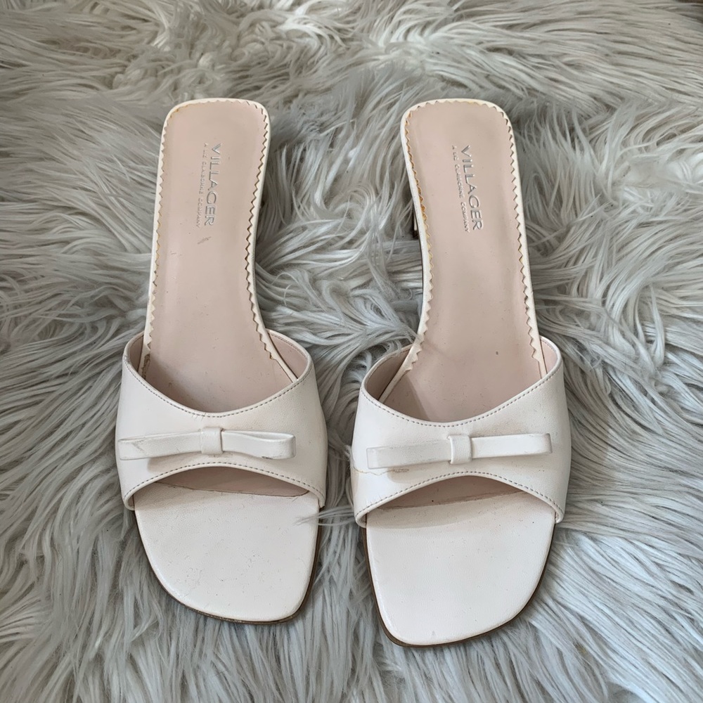 Pink Square Toe Slide Sandals